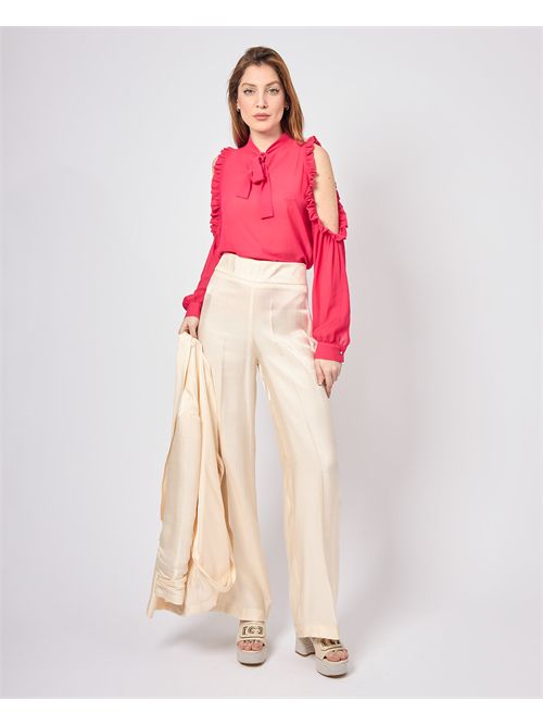 Pantalone palazzo in tessuto laminato Valentina Rio<BR/>